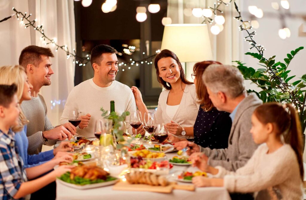 Family at Christmas dinner in Christmas on the Costa Blanca