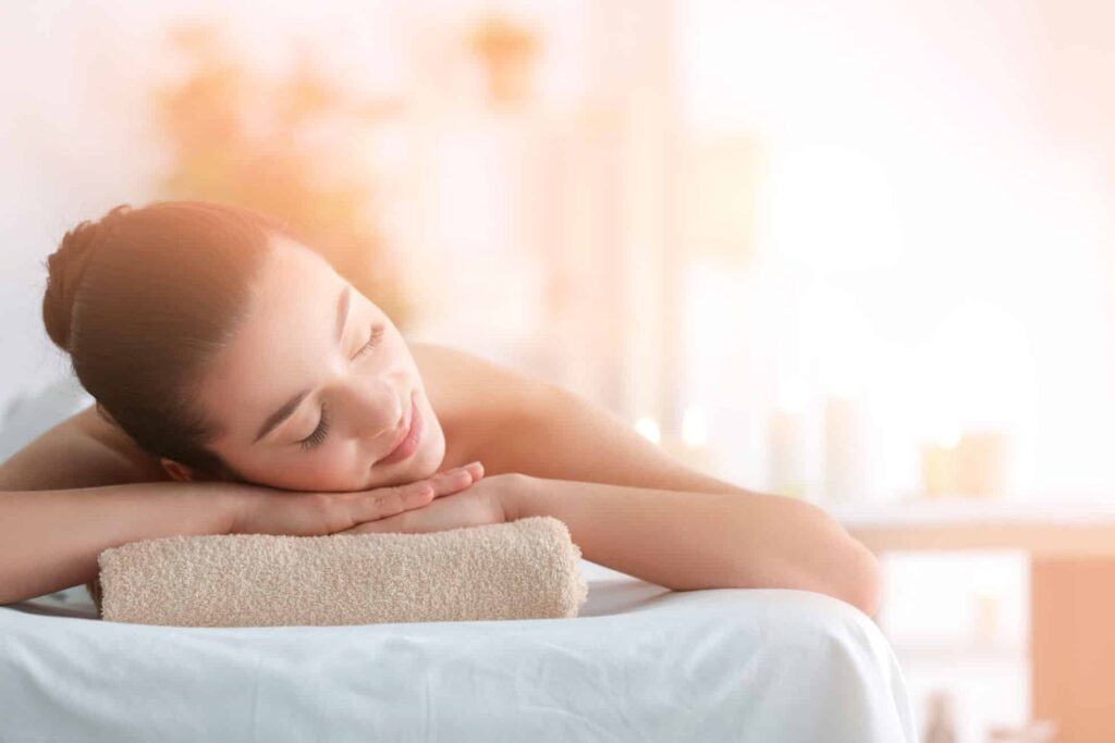 Relaxed girl in the spa of the Hotel La Laguna